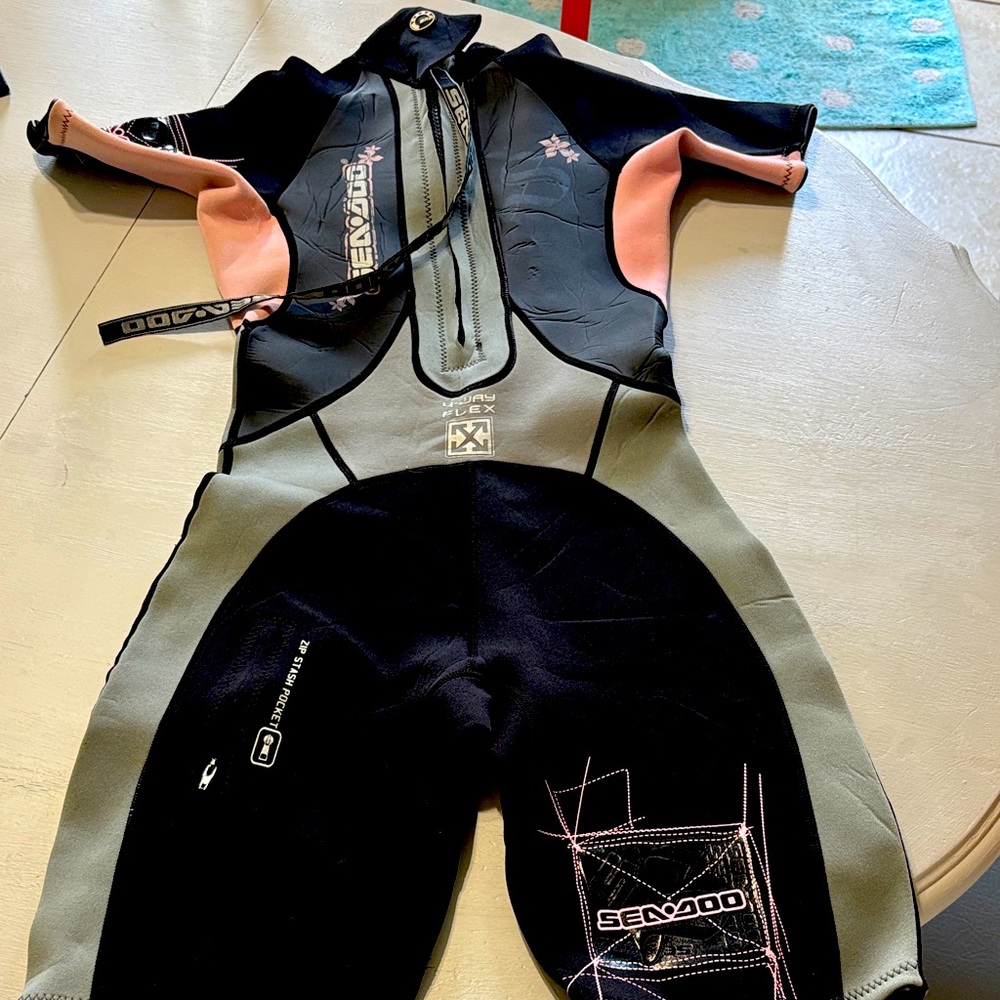 Kids Swim Wetsuit - Black and Pink